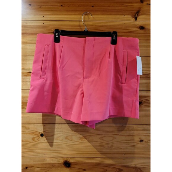 Size 16 A New Day Bright Pink Midi Shorts 4" Inseam Stretch Pleated Chino Barbie - Picture 1 of 6